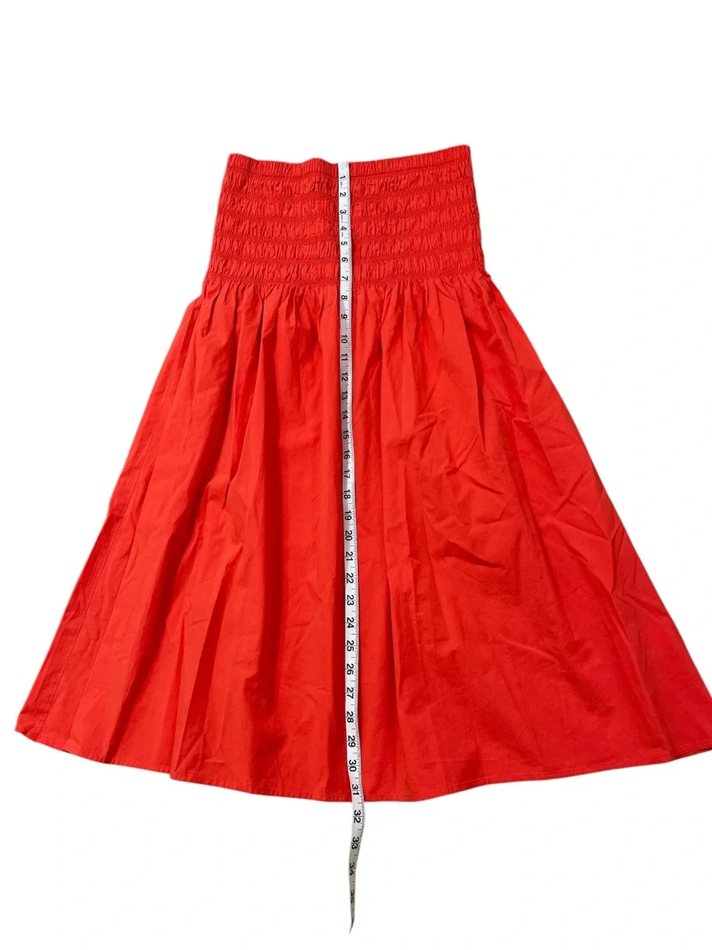 Rails Selena Grenadine Orange Smocked Cotton Blend Midi Skirt - Picture 4 of 6